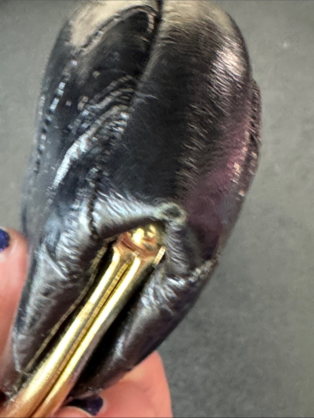 VTG Lee Sands Black Eel Skin Kiss Lock Coin Purse Clutch Wallet - Picture 8 of 9